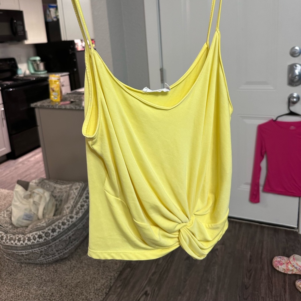 Yellow front tie cami, brand new, tags removed.